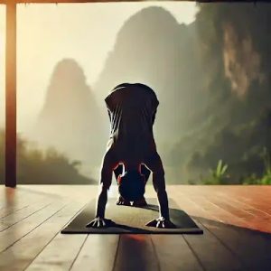 Persona practicando la postura del Perro Boca Abajo en yoga para mejorar la flexibilidad y fortalecer el cuerpo naturalmente, promoviendo una vida saludable.